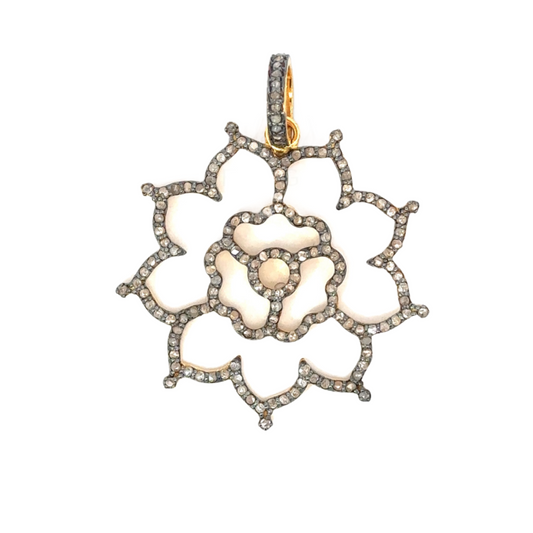 Two Tone Vermeil 10 Petal Open Flower Pendant