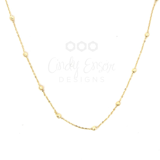 Yellow Gold Saturn Station Bead Necklace