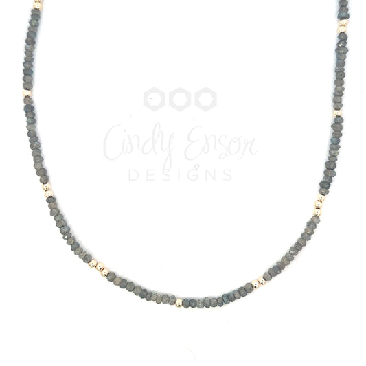 3mm Labradorite and GF Beaded Necklace