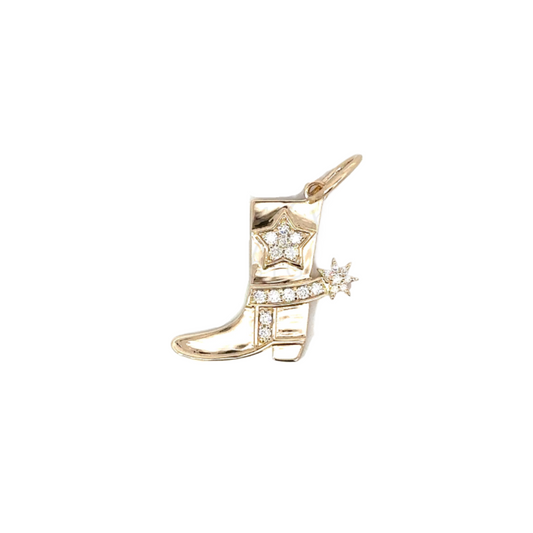 14K Yellow Gold Boot Pendant with Diamond Accents