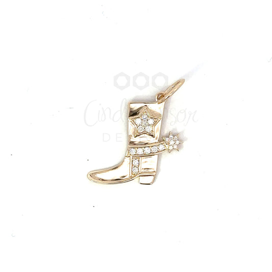 14K Yellow Gold Boot Pendant with Diamond Accents