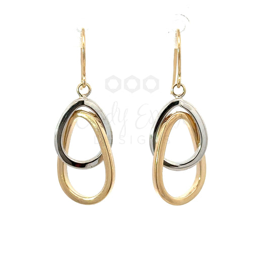 Yellow and White Gold Interlocking Oval Earring