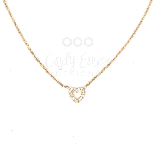 Dainty Pave Diamond Open Heart Necklace