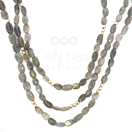 Oblong Labradorite Wrap Necklace with GF Accents