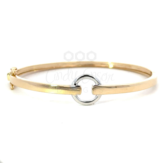 Yellow Gold Polished Bracelet with White Gold Circle
