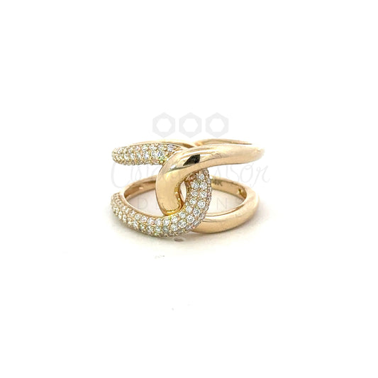 Yellow Gold Pave Diamond Puzzle Ring