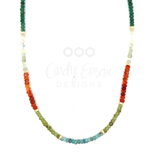 Multi Gemstone Strung Necklace with GF Accents