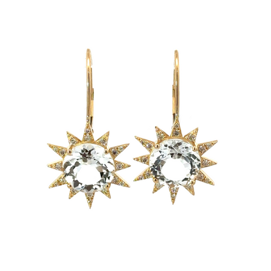 White Topaz Pave Starburst Drop Huggie