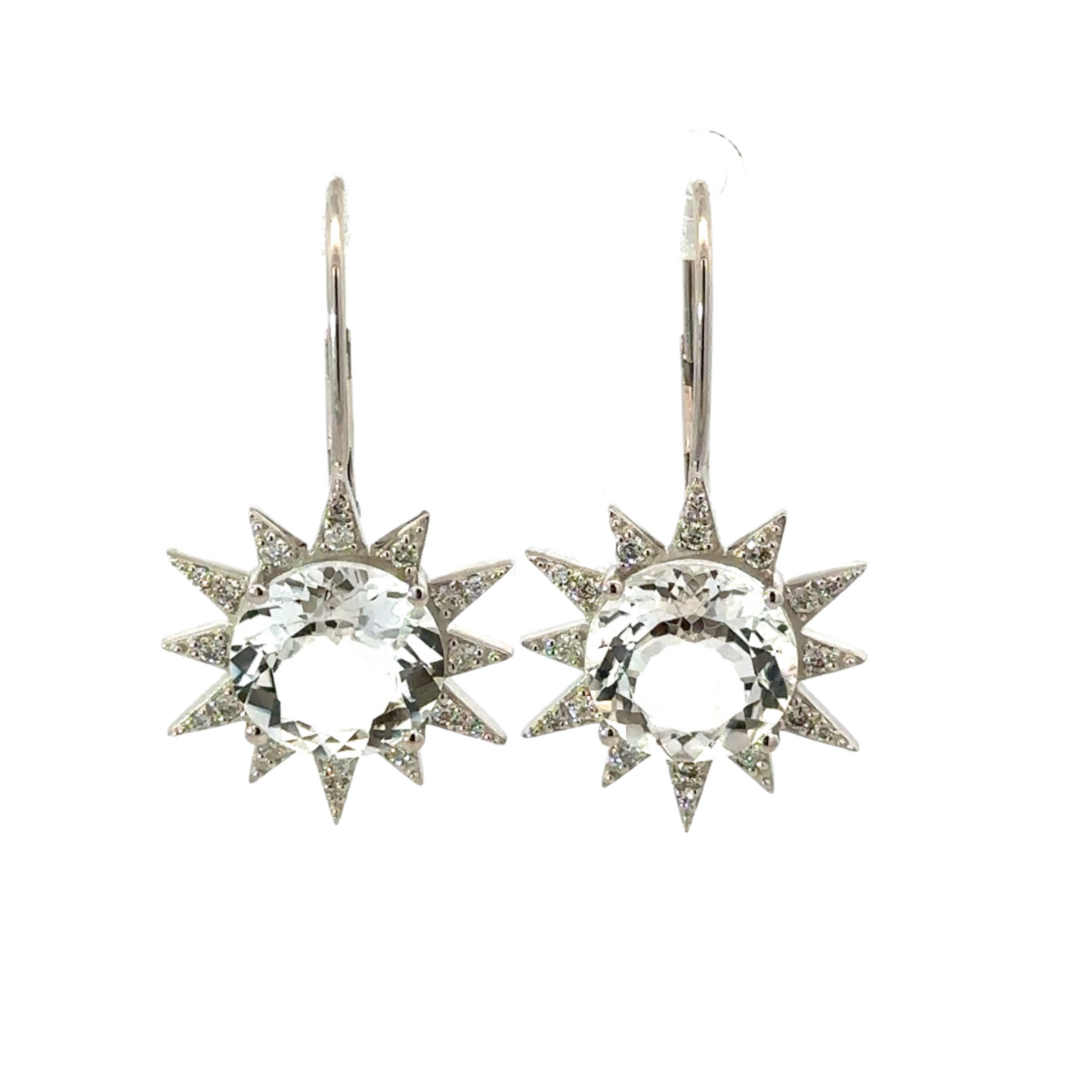 White Topaz Pave Starburst Drop Huggie