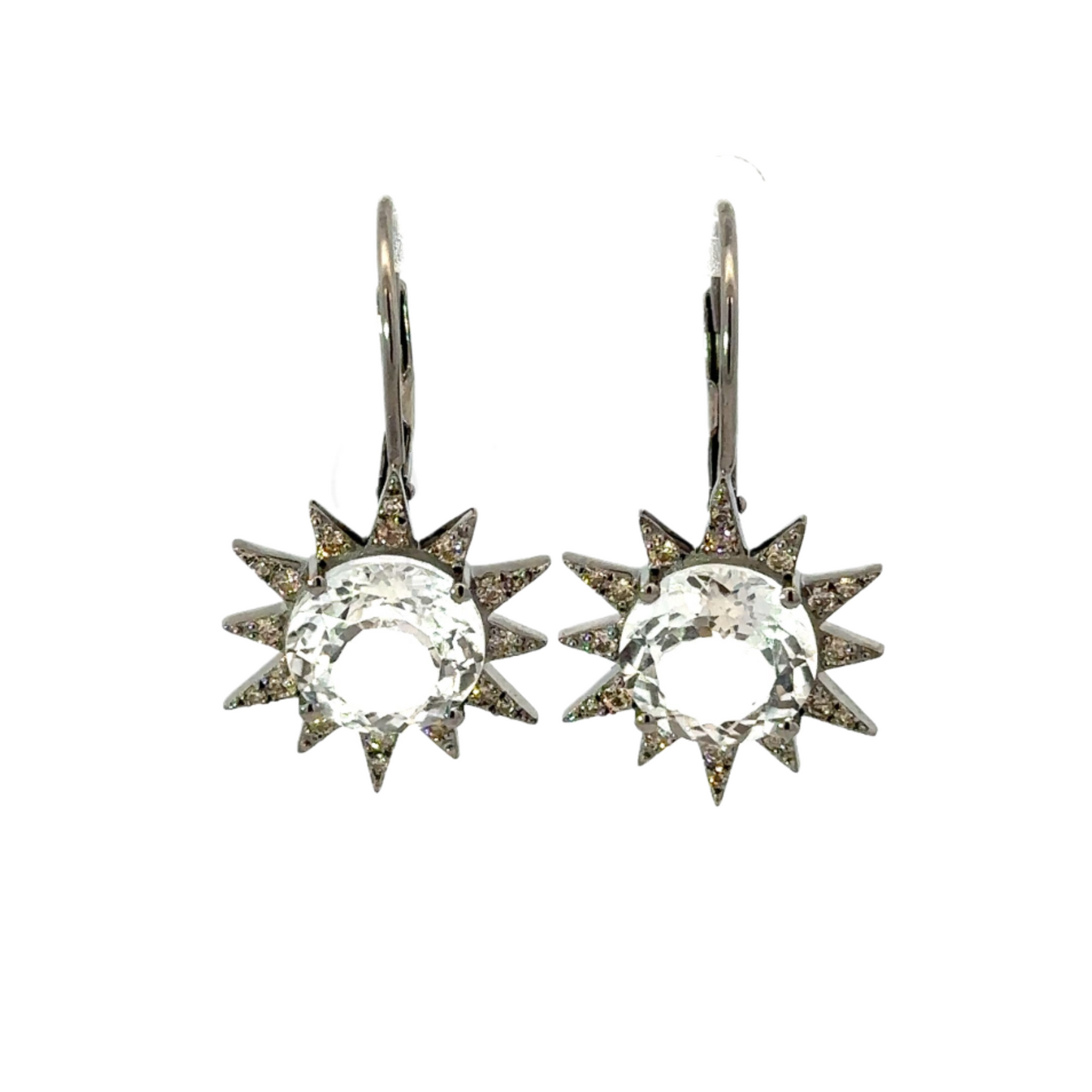 White Topaz Pave Starburst Drop Huggie