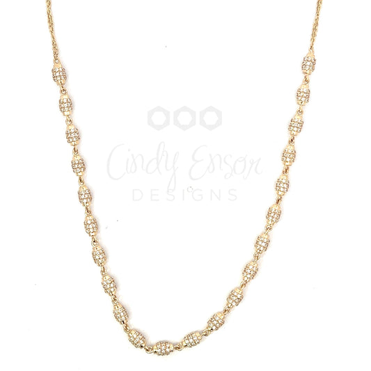 Yellow Gold Pave Barrel Necklace