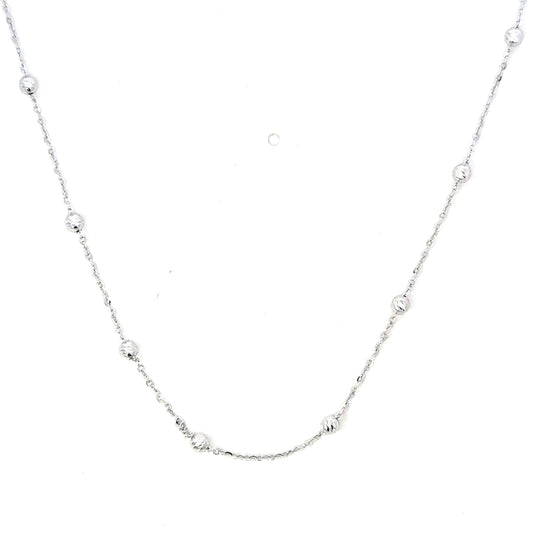 White Gold Saturn Station Bead Necklace