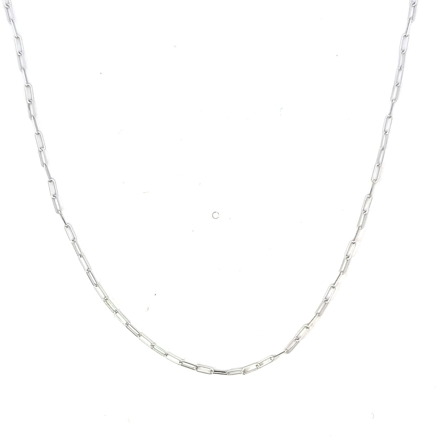 18K White Gold Extra Small Paperclip Chain Necklace