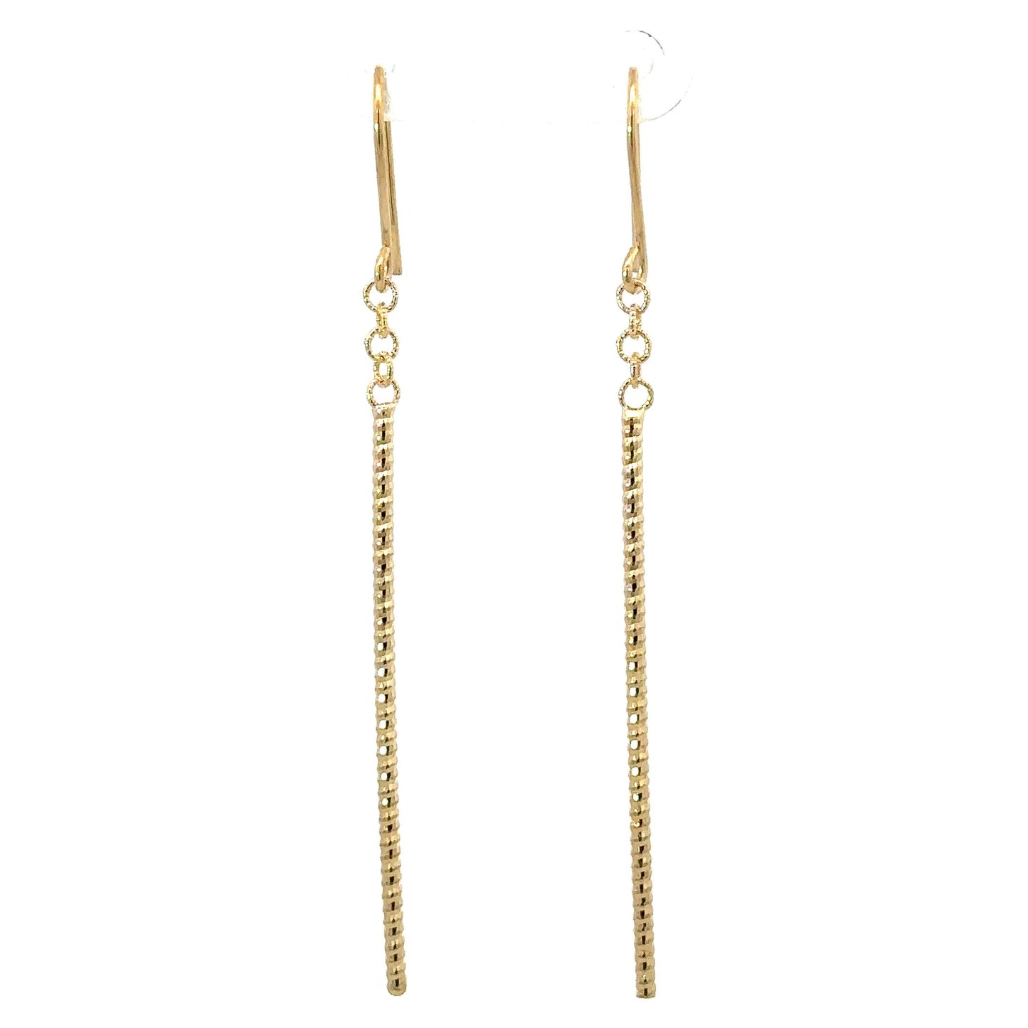 Yellow Gold Diamond Cut Linear Drop Earring