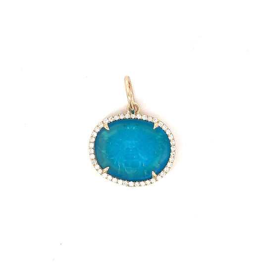 Bumble Bee Intaglio Pendant with Pave Border