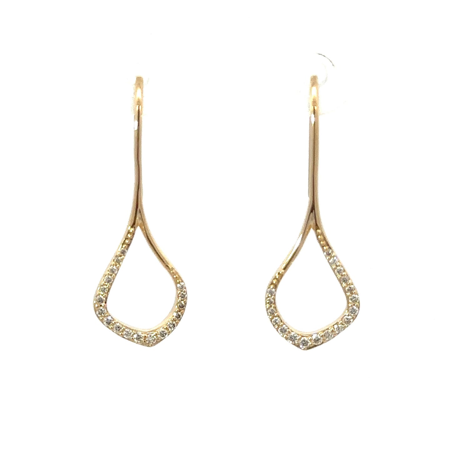 Pave Fish Hook Tear Drop Earring