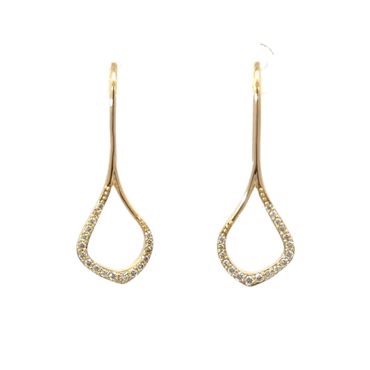 Pave Fish Hook Tear Drop Earring