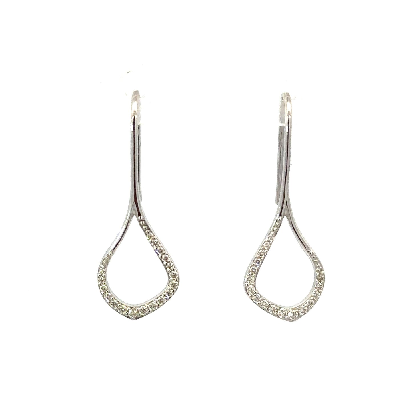 Pave Fish Hook Tear Drop Earring