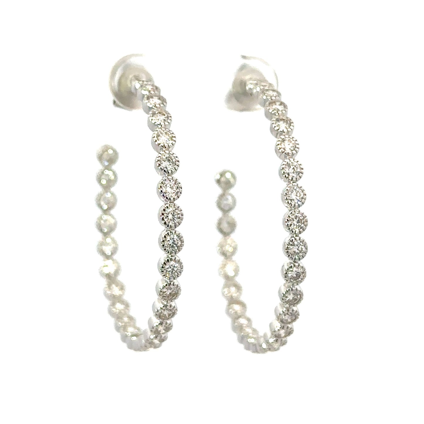1.5" Milgrain Hoop Earrings