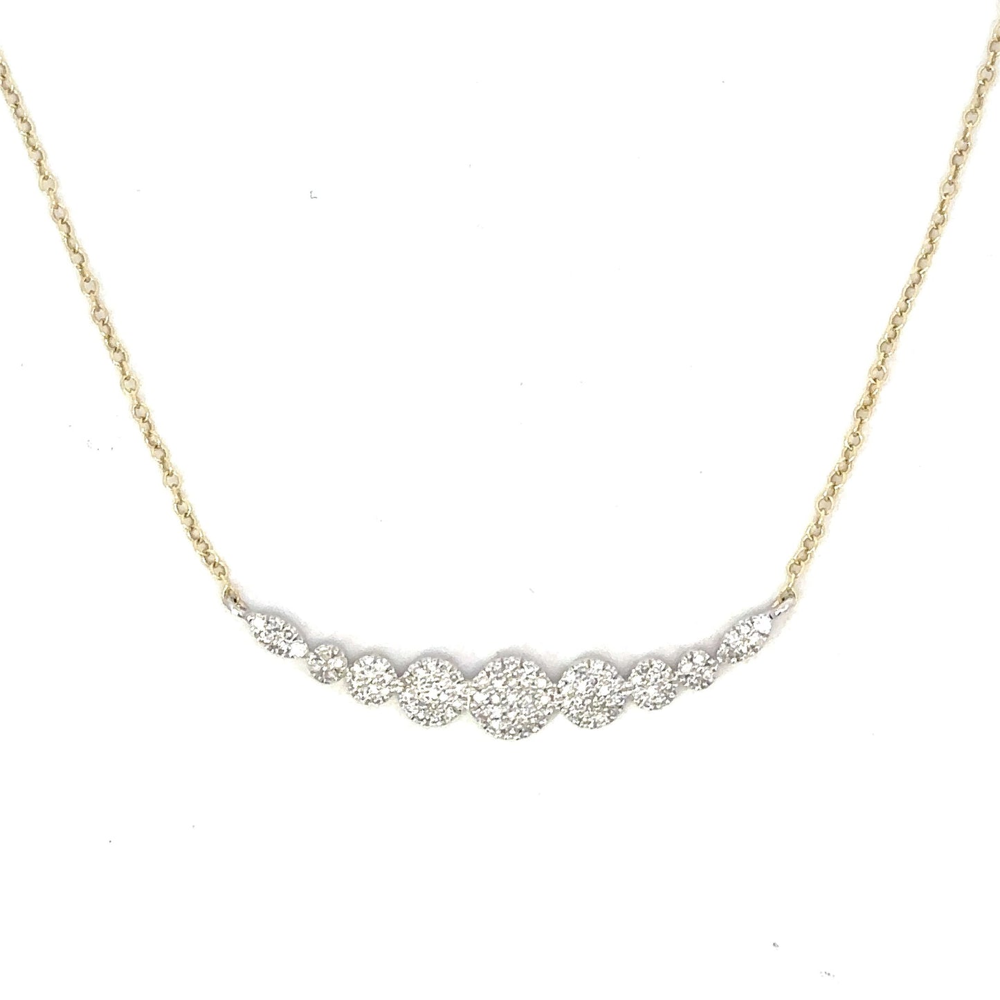 White and Yellow Gold Pave Circle Bar Necklace