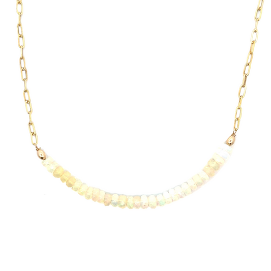 Opal and Small GF Paper Clip Necklace