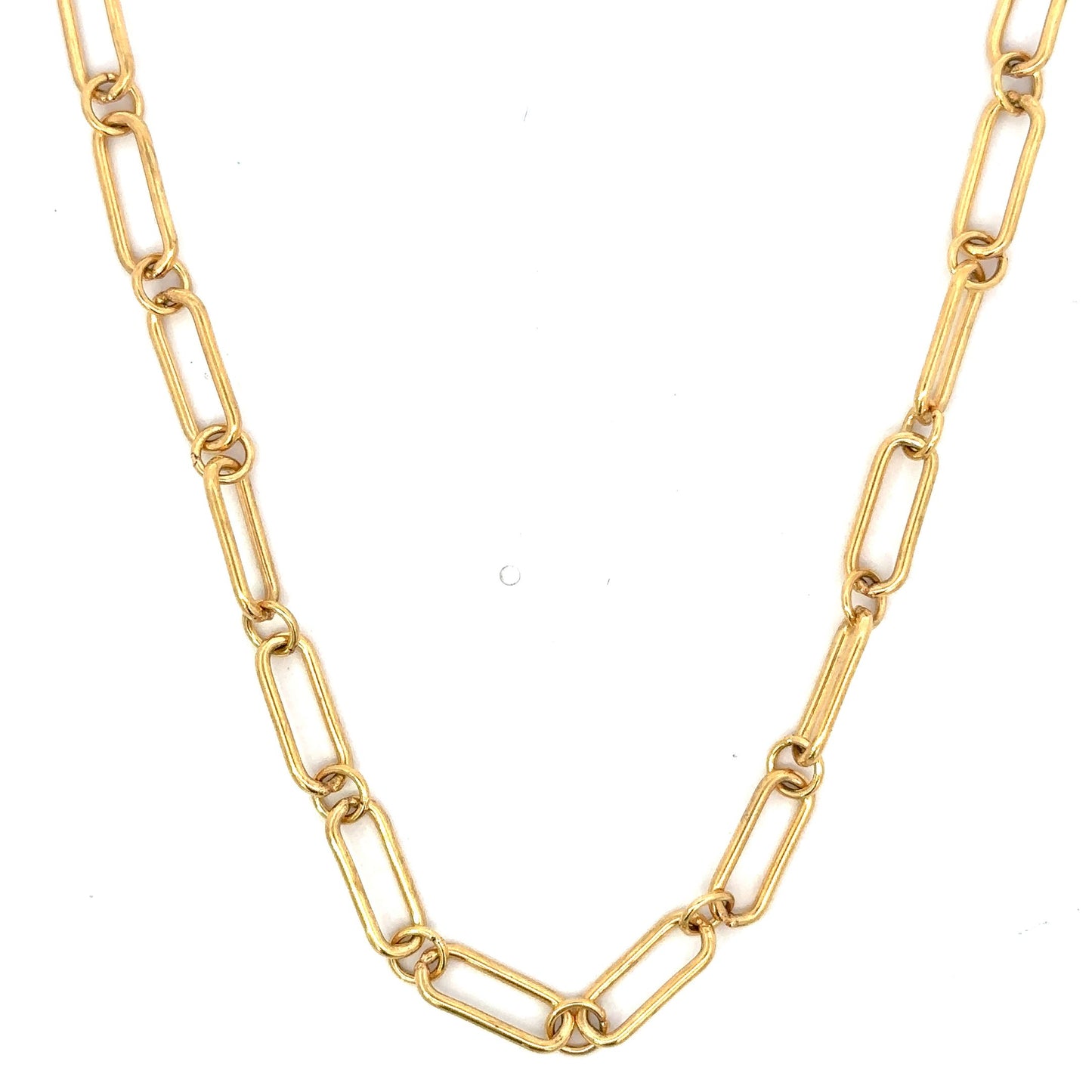 Large Yellow GF Vintage Style Paper Clip Chain Necklace