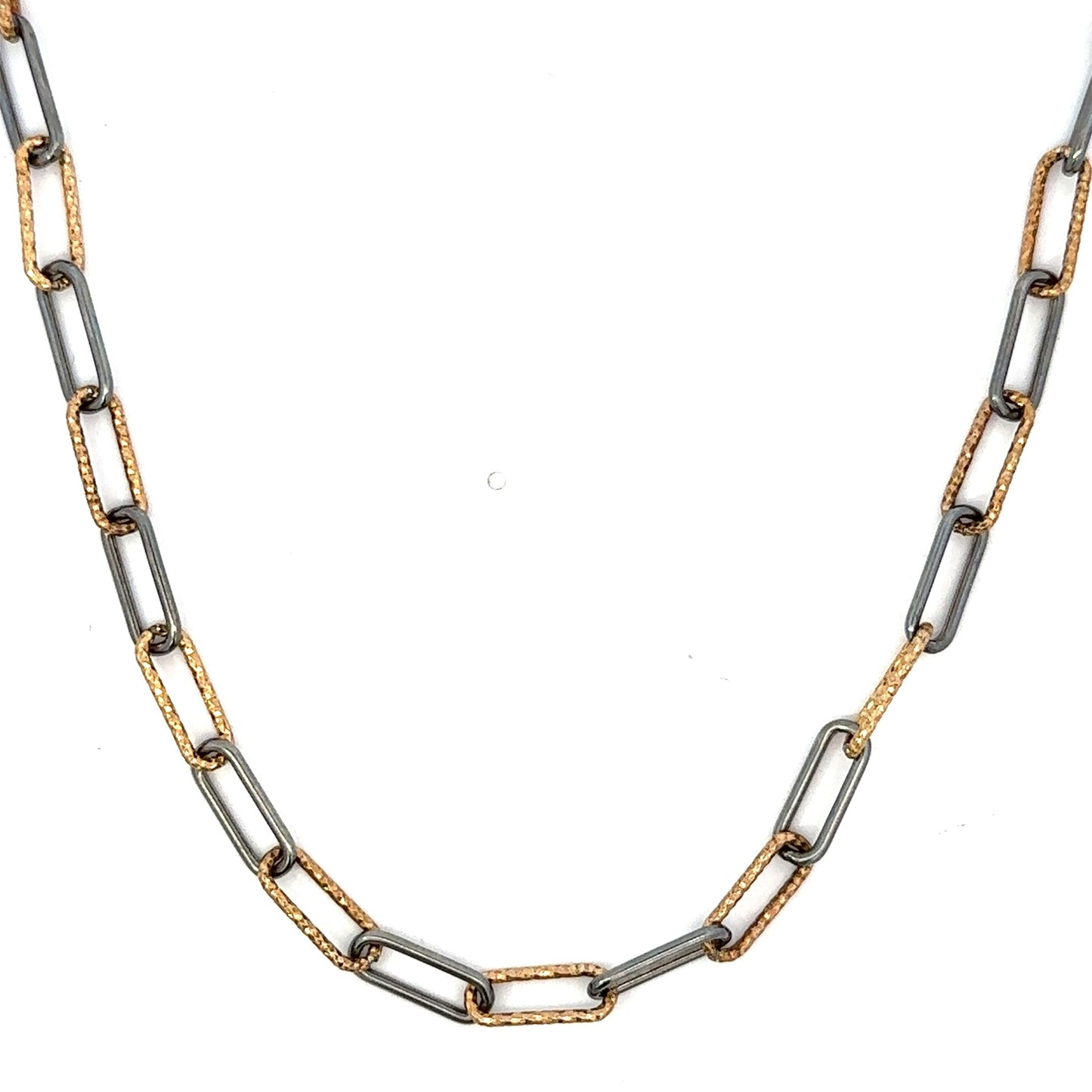 Medium Yellow GF Diamond Cut and Polished Sterling Paper Clip Chain Necklace