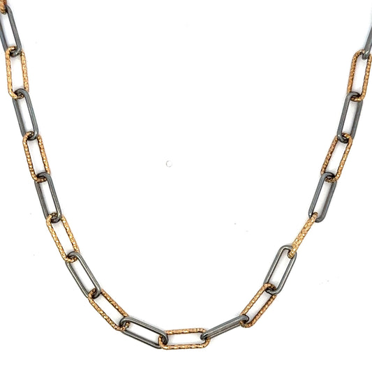 Medium Yellow GF Diamond Cut and Polished Sterling Paper Clip Chain Necklace