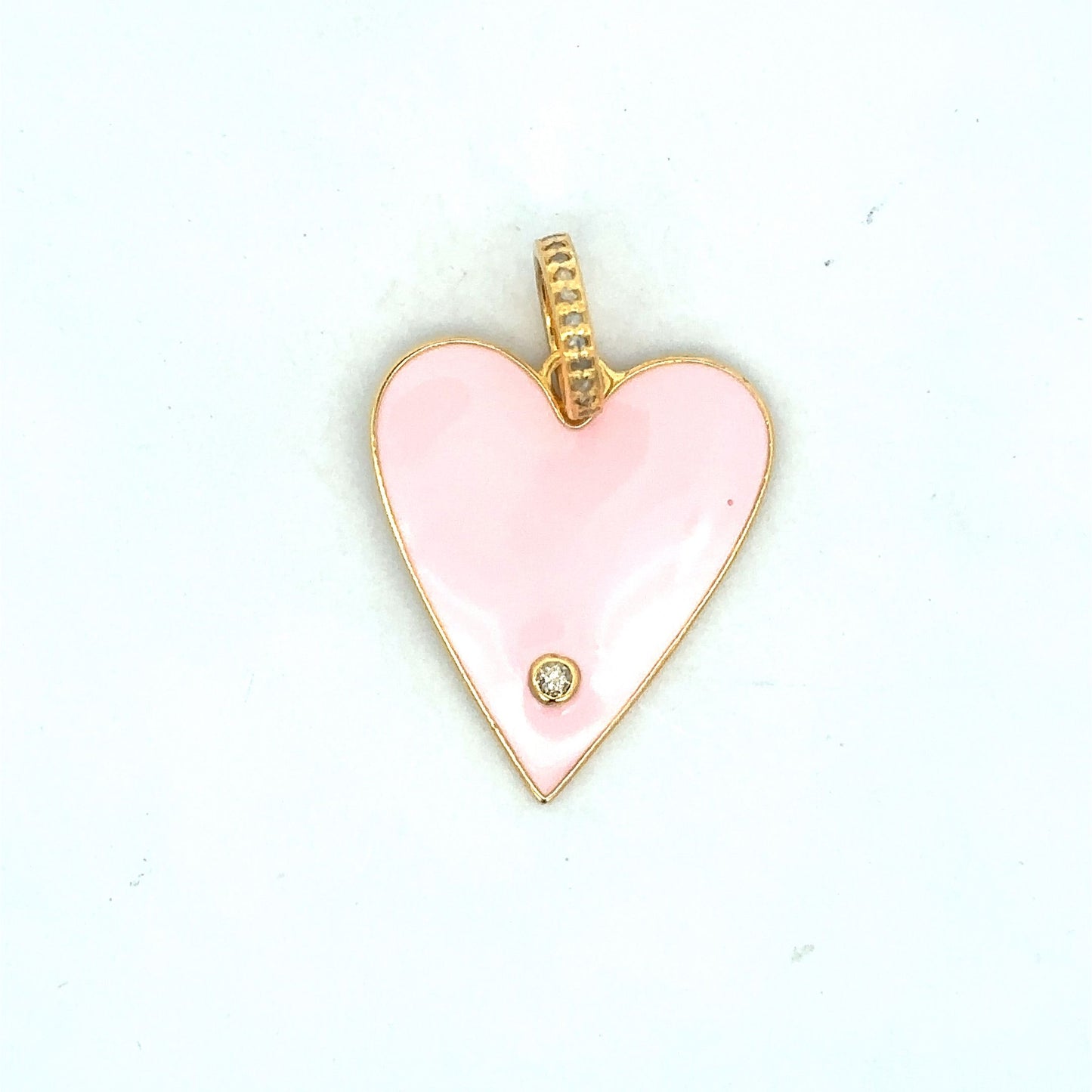Enamel Heart Pendant with Diamond