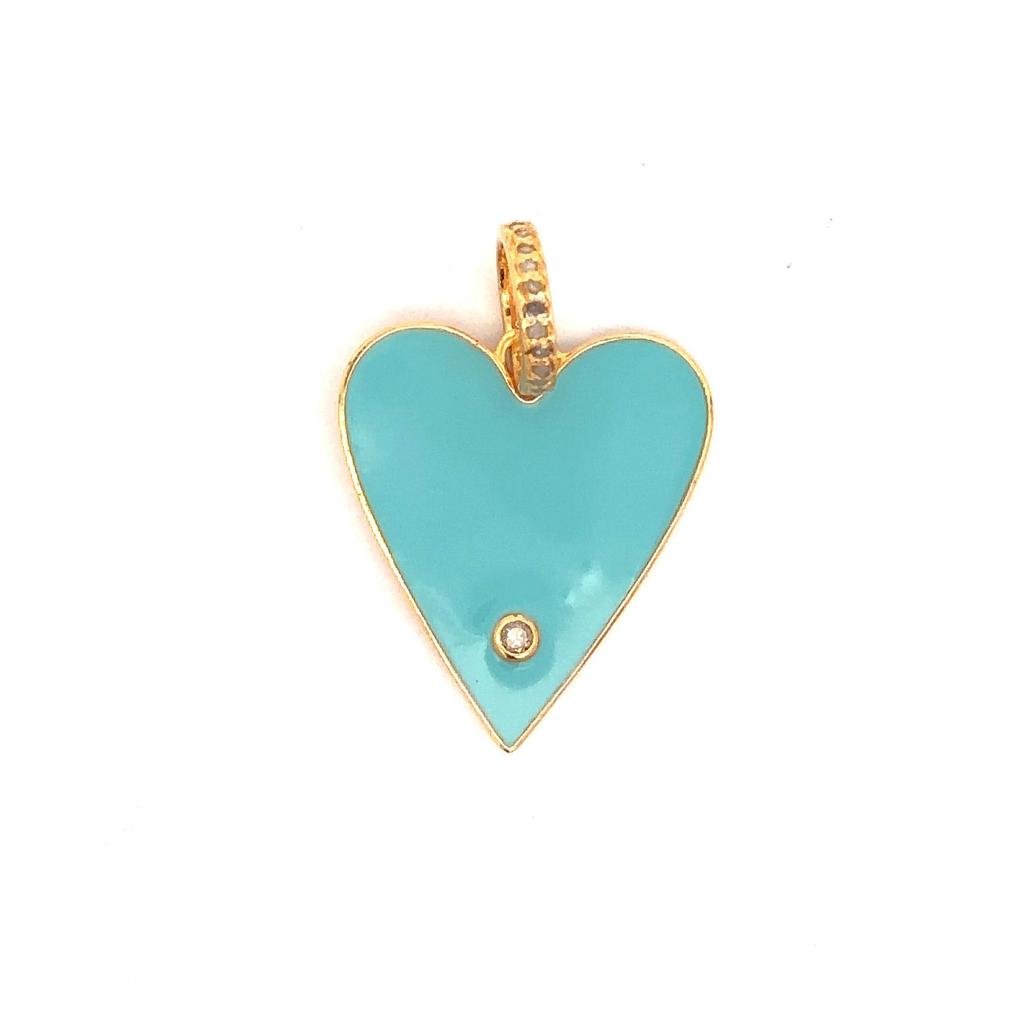 Enamel Heart Pendant with Diamond