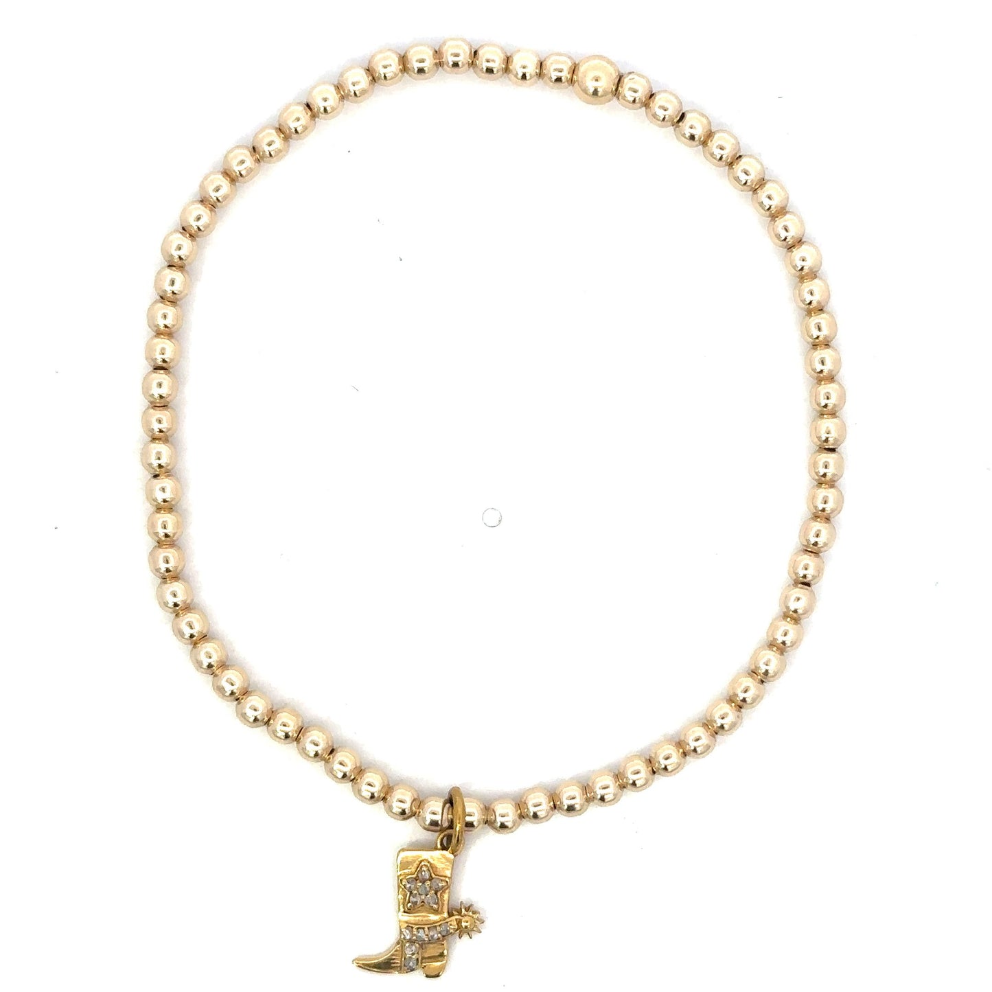 Gold Filled Bead Bracelet with Vermeil Boot Charm