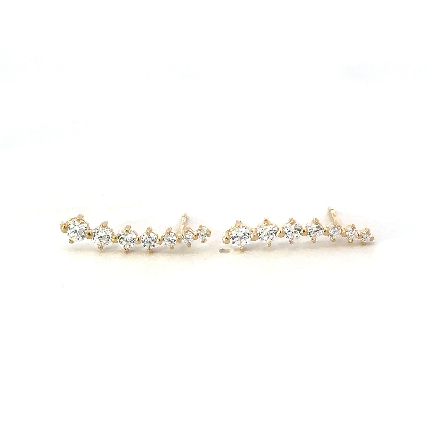14K Gold Prong Set CZ Ear Climber