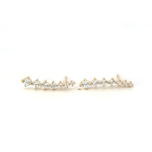 14K Gold Prong Set CZ Ear Climber