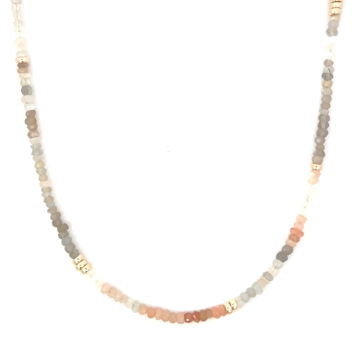 Peach and Gray Ombre Moonstone Necklace with GF Accents