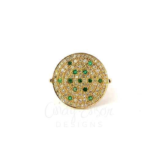 Emerald and Diamond Disc Ring