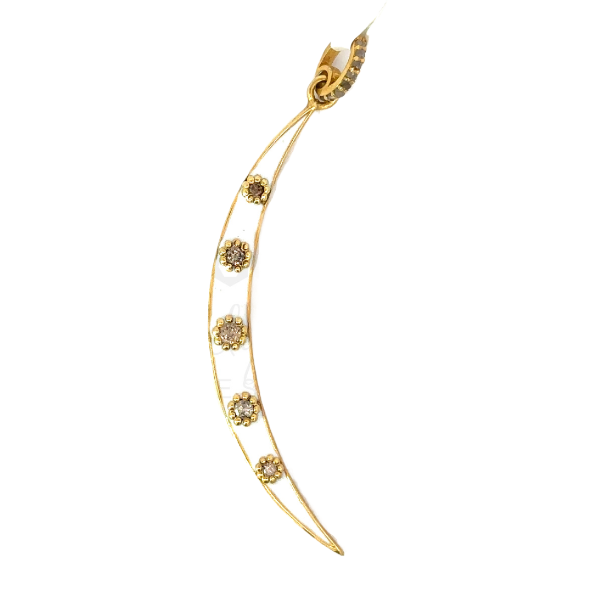 Enamel and Diamond Crescent Moon Pendant