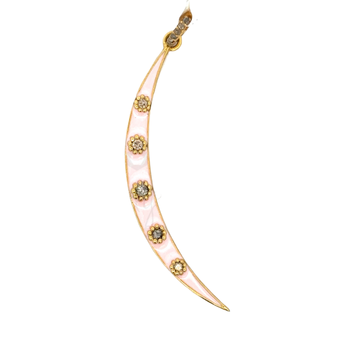 Enamel and Diamond Crescent Moon Pendant