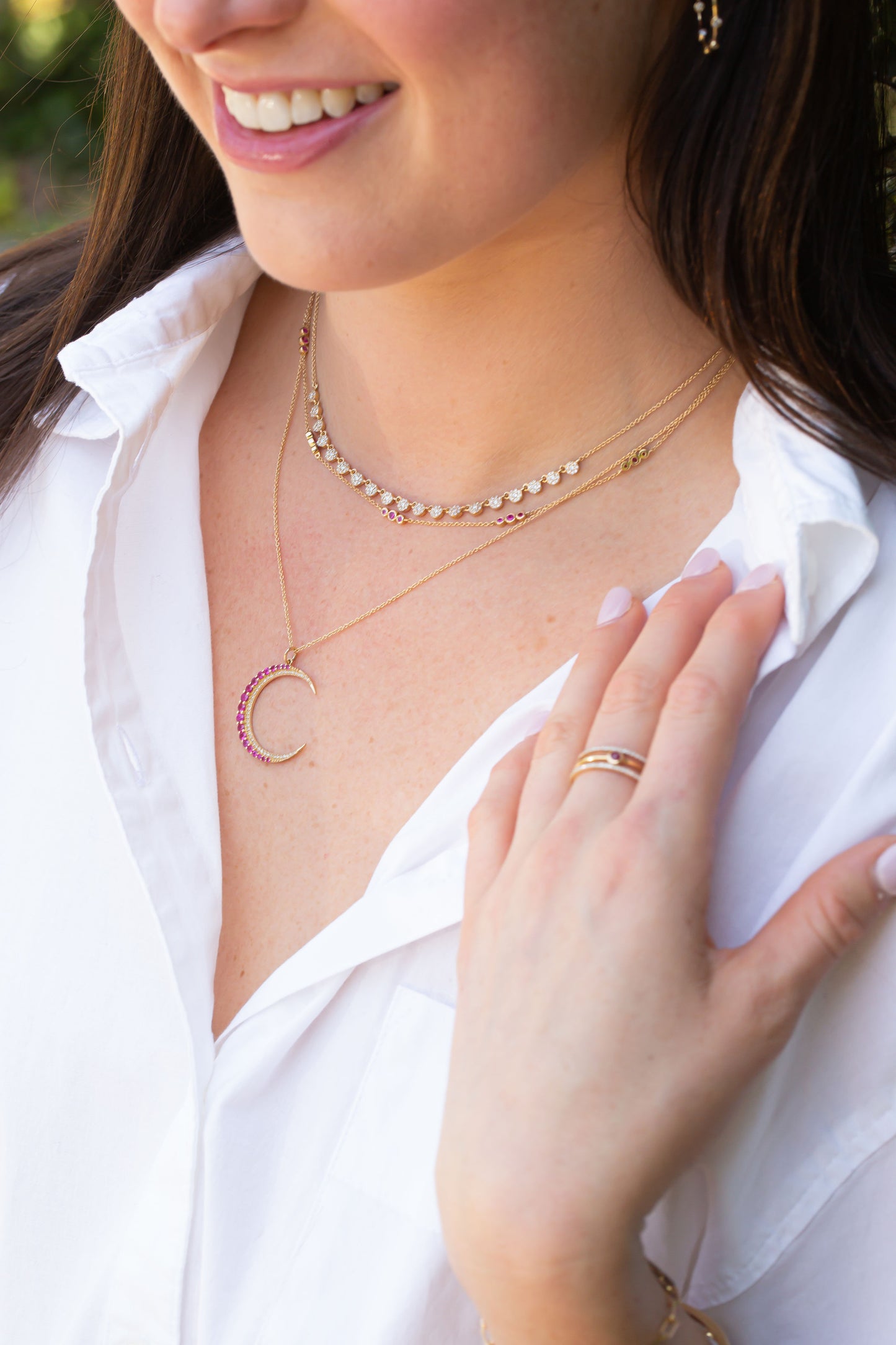 Multi Circle Pave Diamond Necklace
