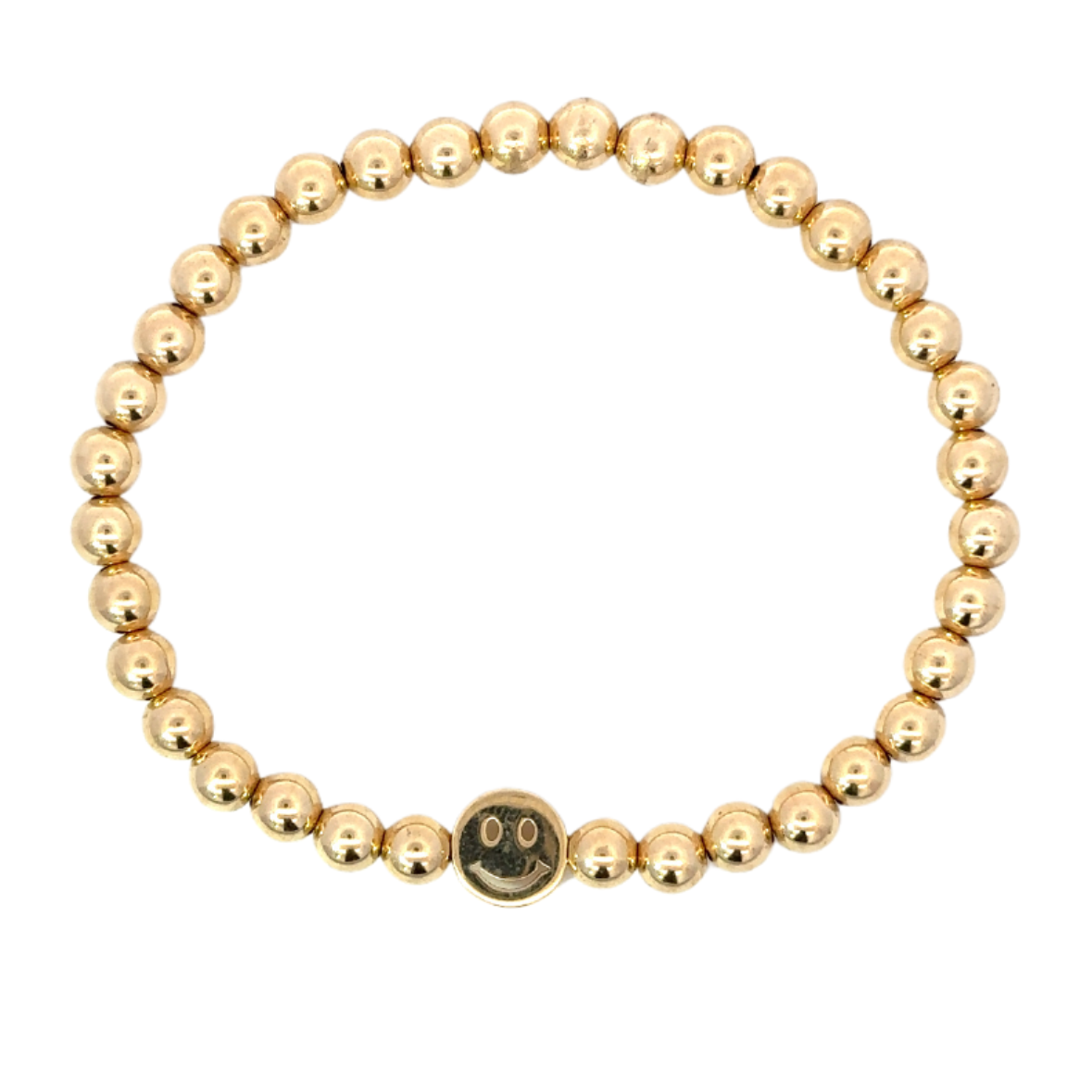 Gold Filled Bead Bracelet with Smiley Face Charm