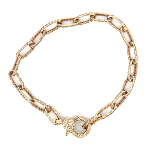 Pave Diamond Chain Paperclip Bracelet