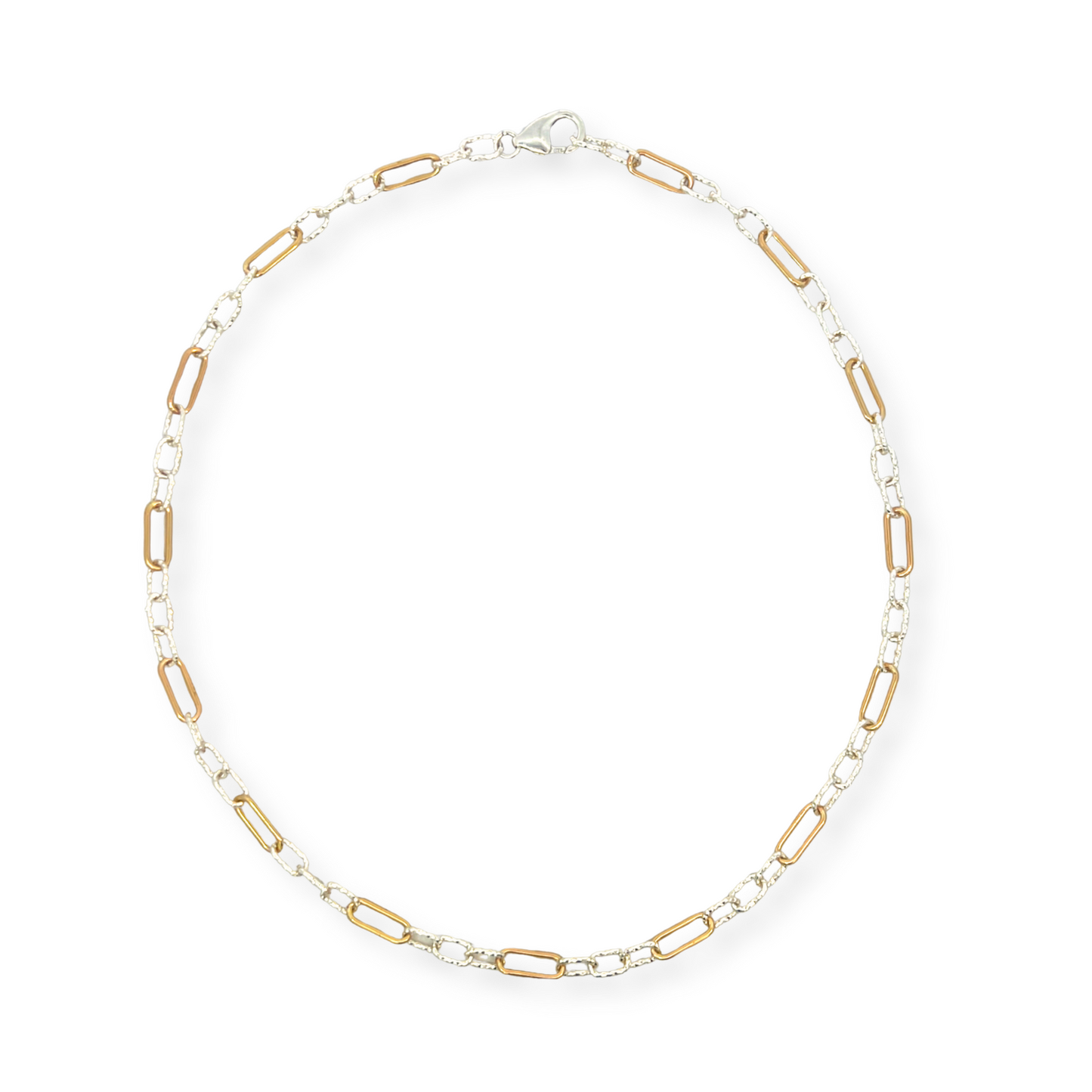 Two Tone Vintage Paper Clip Chain with Alternating Diamond Cut Links