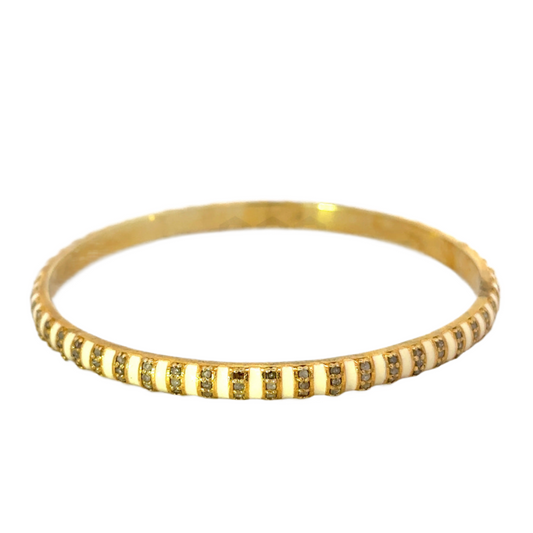 Gold Vermeil Enamel Pave Diamond Striped Bangle