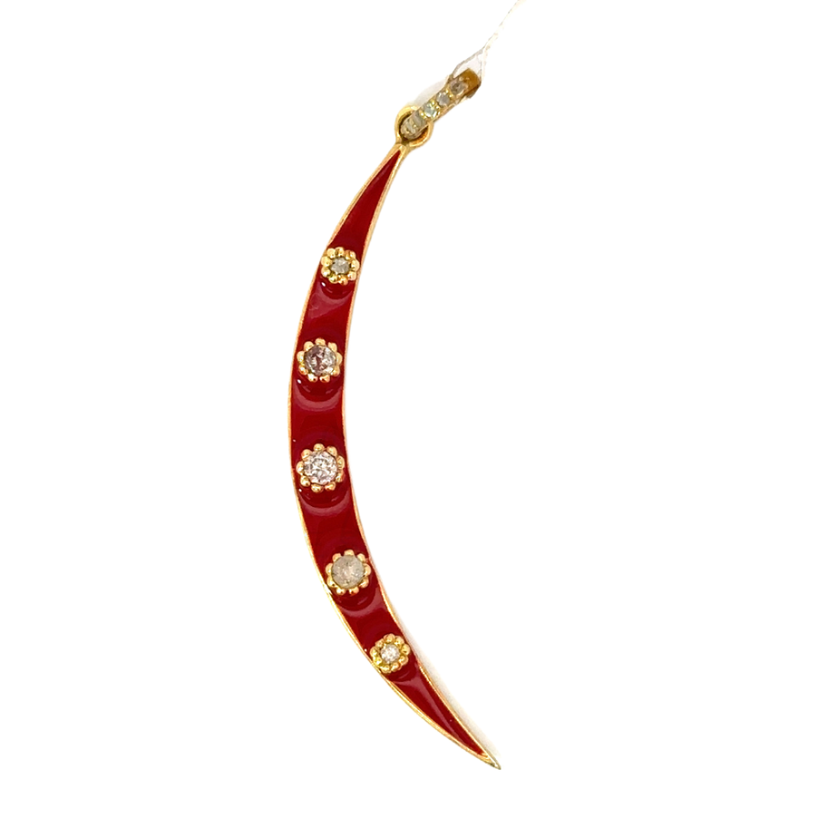 Enamel and Diamond Crescent Moon Pendant