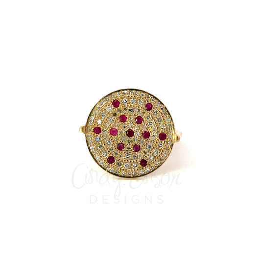 Ruby and Diamond Disc Ring