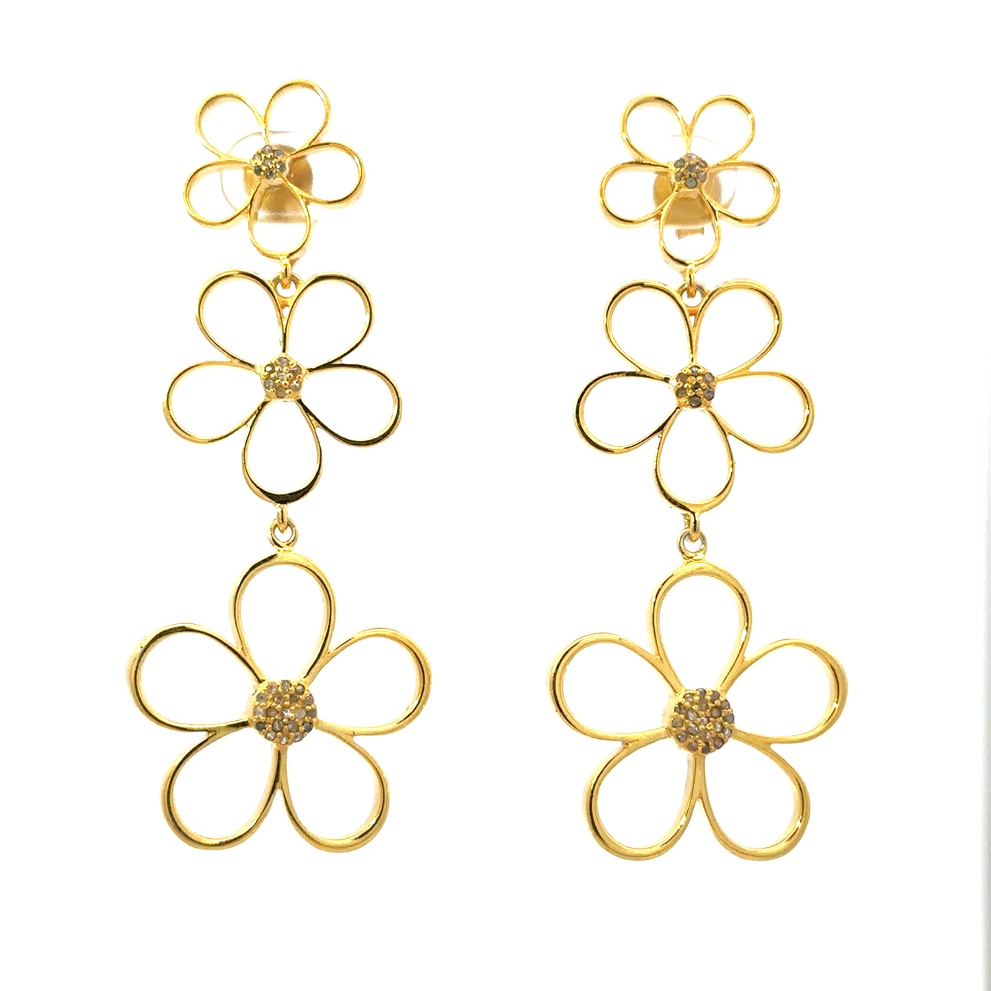 Vermeil Triple Open Flower Earring
