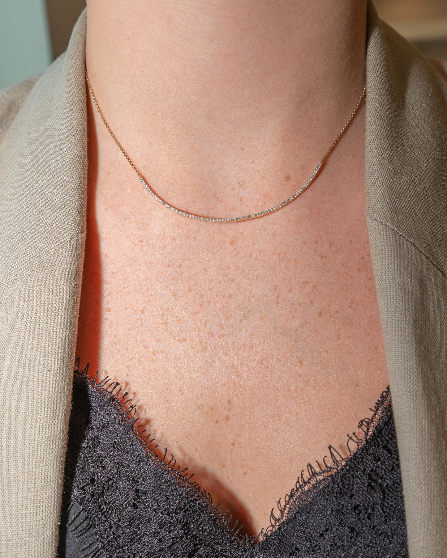 Pave Diamond Smile Bar Necklace