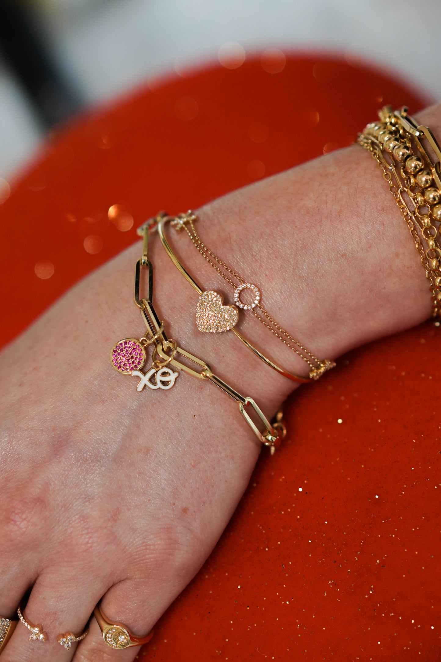 Pave Diamond XO Double Chain Bracelet