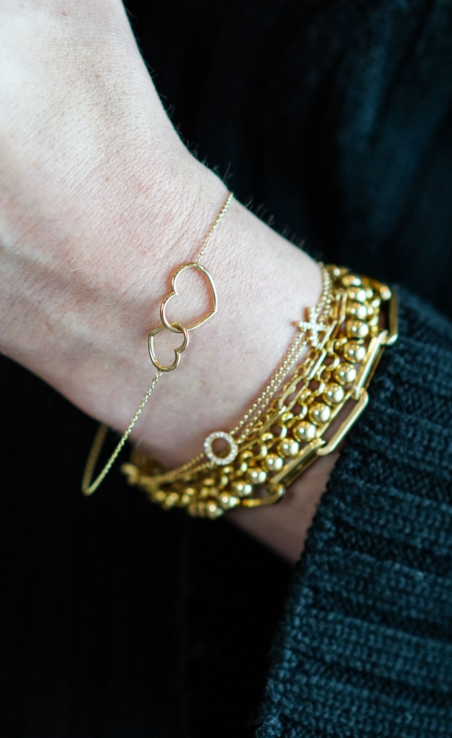 Pave Diamond XO Double Chain Bracelet