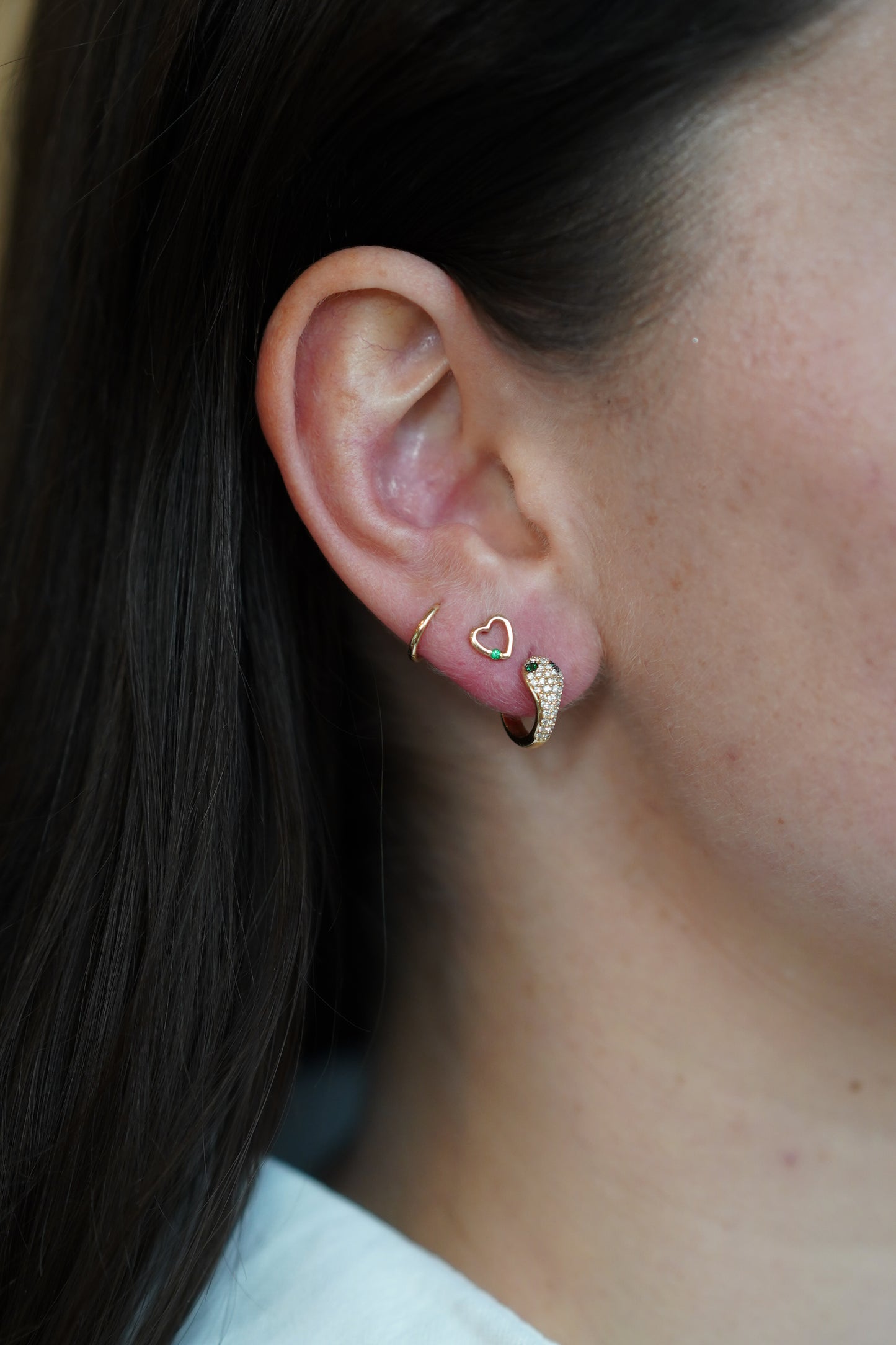 Open Heart Stud with Colored Gemstone Accent