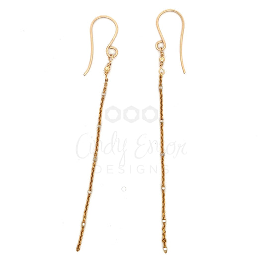 Gold Filled Chain Earring with Sterling Accents